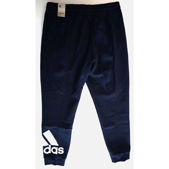 adidas GK8970 Men's Sz L Legend Ink Blue Big Logo Regular Tapered Fleece Joggers - Picture 2 of 10
